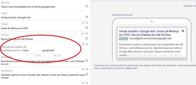 Caminho de Exibição pode Otimizar seu Anúncio
